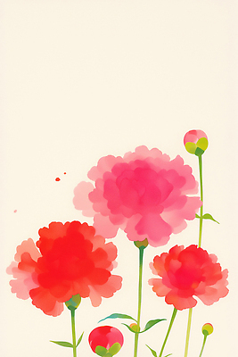 JPG 줄기 백그라운드 일러스트 수채화 봄 어버이날 스승의날 카네이션 감사 가정의달 국내일러스트 AI일러스트 AI콘텐츠 식물 계절 기념일 꽃 감정 5월 파일형식