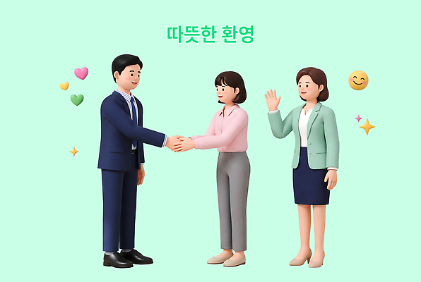 PSD 편집이미지 여자 남자 비즈니스 사람 인사 직장인 신입사원 환영 첫출근 편집3D 직업 3D 예절 출근 파일형식