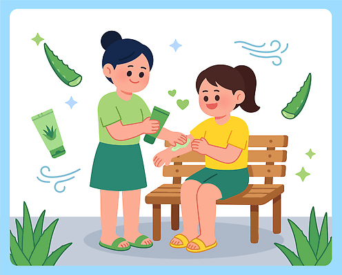 식물 손 공원 벤치 일러스트 건강 대화 웃음 잔디 일상 여름 친구 뷰티 보호 피부 바르기 팔 알로에 젤 국내일러스트 AI파일 계절 공공시설 컨셉 의자 관계 모션 표정 말하기 라이프 신체부위 파일형식 벡터