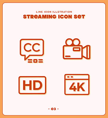 아이콘 카메라 스트리밍 자막 2D아이콘 AI파일 전자제품 방송 파일형식 벡터