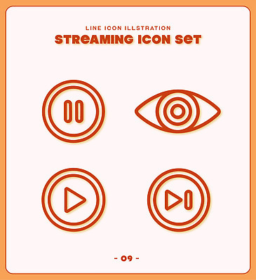 아이콘 재생 일시정지 기능 주목 스트리밍 2D아이콘 AI파일 방송 파일형식 벡터