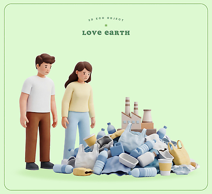 PSD 편집이미지 여자 남자 지구 환경 보호 쓰레기 폐기물 플라스틱 청소 소중 문제 개선 편집3D 컨셉 재질 사람 3D 파일형식