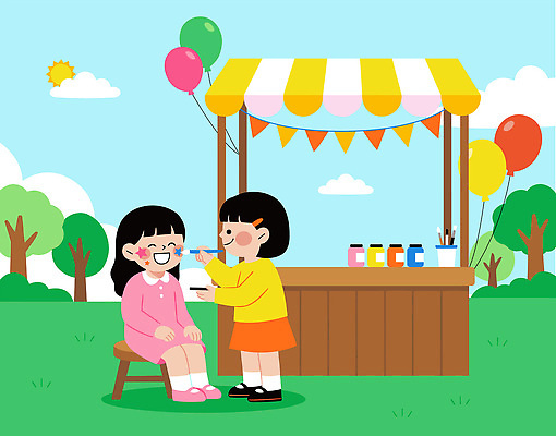 나무 얼굴 어린이 일러스트 자연 놀이 미소 웃음 야외 친구 분장 축제 색칠 어린이날 즐거움 그림 풍선 부스 국내일러스트 AI파일 식물 기념일 감정 관계 표정 사람 신체부위 생태계 파일형식 벡터