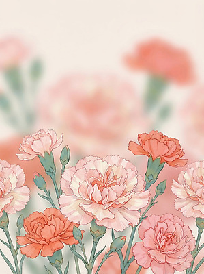 JPG 꽃 분홍색 일러스트 어버이날 스승의날 카네이션 감사 국내일러스트 AI일러스트 AI콘텐츠 식물 기념일 감정 컬러 파일형식