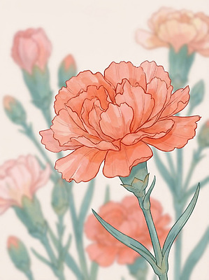 JPG 꽃 분홍색 백그라운드 일러스트 어버이날 스승의날 카네이션 감사 국내일러스트 AI일러스트 AI콘텐츠 식물 기념일 감정 컬러 파일형식