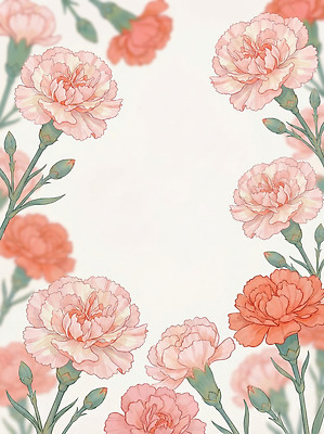 JPG 꽃 분홍색 백그라운드 일러스트 장식 어버이날 스승의날 카네이션 감사 국내일러스트 AI일러스트 AI콘텐츠 식물 기념일 감정 컬러 파일형식