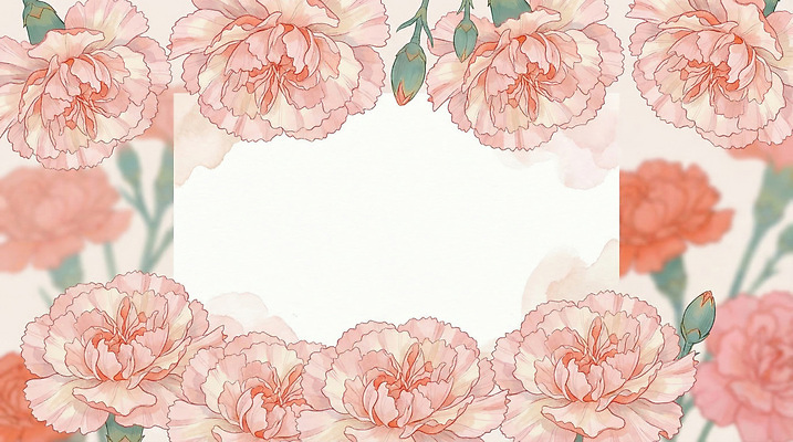 JPG 꽃 분홍색 백그라운드 일러스트 프레임 장식 어버이날 스승의날 카네이션 감사 초대장 국내일러스트 AI일러스트 AI콘텐츠 식물 기념일 감정 컬러 카드_감사 파일형식