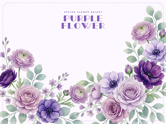 PSD 식물 꽃잎 꽃 꽃다발 잎 일러스트 봄꽃 자연 수채화 장미 보라색 봄 빈티지 아네모네 국내일러스트 계절 컬러 컨셉 생태계 파일형식