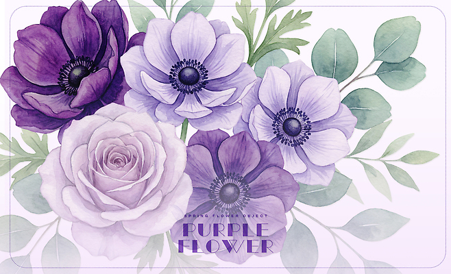 PSD 식물 꽃 꽃다발 잎 일러스트 자연 수채화 보라색 빈티지 국내일러스트 컬러 컨셉 생태계 파일형식
