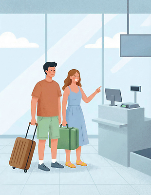 PSD 커플 여자 남자 여행 가방 일러스트 비행기 사람 여행객 대기 공항 계산대 고객 출발 승객 수하물 여행준비 체크인 입국 항공사 국내일러스트 잡화 산업 컨셉 관계 항공교통 교통시설 대중교통 준비 파일형식