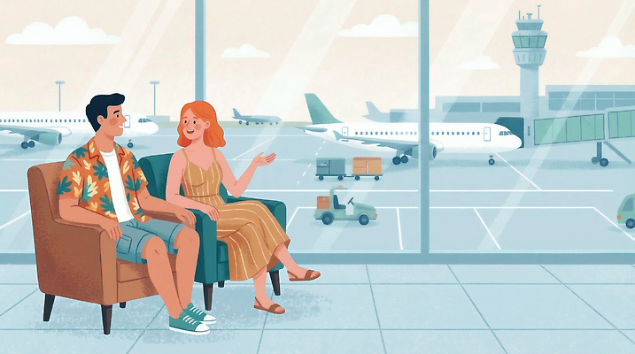 PSD 옷 여자 남자 여행 이동 일러스트 창문 자동차 비행기 대화 사람 여름 대기 공항 승차 출발 소통 대기실 국내일러스트 계절 육상교통 컨셉 항공교통 교통시설 모션 대중교통 말하기 공간 파일형식
