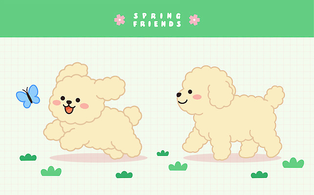 동물 나비 일러스트 자연 놀이 잔디 친구 반려동물 귀여움 봄 강아지 즐거움 그림 국내일러스트 AI파일 식물 계절 감정 곤충 컨셉 관계 개 생태계 파일형식 벡터