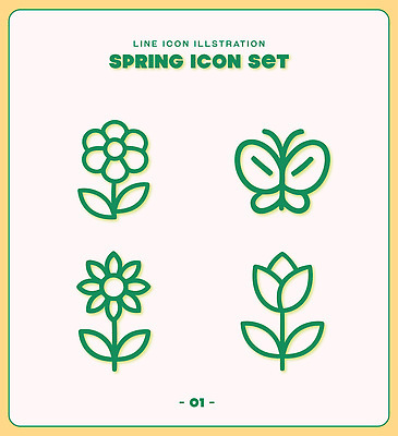 식물 꽃 컬러 나비 일러스트 자연 봄 국내일러스트 AI파일 계절 곤충 생태계 파일형식 벡터