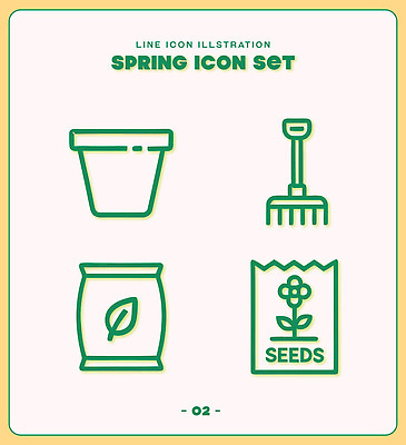 식물 화분 일러스트 정원 농사 봄 도구 원예 정원가꾸기 거름 곡괭이 꽃씨 국내일러스트 AI파일 계절 농업 취미 파일형식 벡터