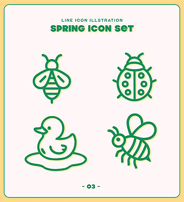 동물 컬러 일러스트 자연 오리 봄 무당벌레 국내일러스트 AI파일 계절 곤충 조류 생태계 파일형식 벡터