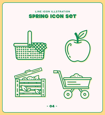 채소 과일 일러스트 바구니 봄 수확 사과 나무상자 국내일러스트 AI파일 계절 농업 상자 파일형식 벡터