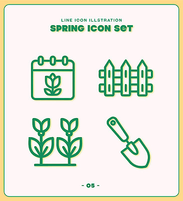 식물 선 일러스트 자연 울타리 농사 봄 도구 삽 원예 국내일러스트 AI파일 계절 농업 취미 담장 생태계 파일형식 벡터