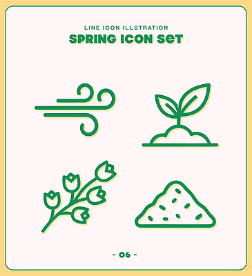 식물 꽃 선 일러스트 자연 바람 새싹 봄 국내일러스트 AI파일 자연요소 계절 날씨 생태계 파일형식 벡터