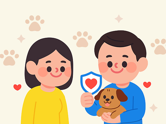 커플 행복 반려견 일러스트 가족 표정 사랑 사람 친구 반려동물 기쁨 만남 하트 강아지 보호 발자국 방패 동물보험 국내일러스트 AI파일 모양 동물 감정 컨셉 관계 자국 개 보험 파일형식 벡터