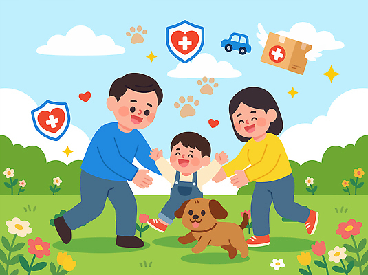 꽃 행복 반려견 어린이 일러스트 가족 자연 놀이 사랑 웃음 여름 반려동물 부모 달리기 개 즐거움 그림 놀기 펫케어 국내일러스트 AI파일 식물 동물 계절 감정 포유류 관계 모션 표정 관리 사람 생태계 파일형식 벡터