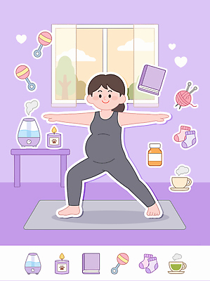 웰빙 생활용품 일러스트 요가 창문 집안 휴식 주택 건강 취미 운동 평화 스트레칭 임산부 임신 매트 편안함 오브젝트 국내일러스트 AI파일 컨셉 실내 건물 감각 파일형식 벡터