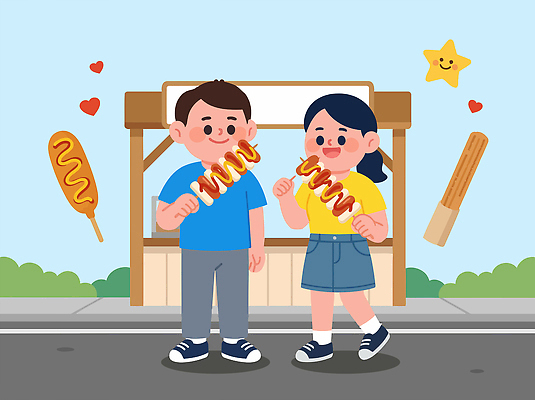 감정 음식 관계 모션 휴식 디저트 패스트푸드 표정 라이프 꼬치 파일형식 벡터 츄러스 소떡소떡 핫도그 거리 상점 웃음 먹기 일상 친구 즐거움 국내일러스트 일러스트 AI파일 휴게소