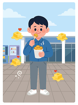 식기 모션 휴식 사람 감자요리 파일형식 벡터 알감자 남자 거리 음식 버터 컵 먹기 식사 국내일러스트 일러스트 AI파일 휴게소