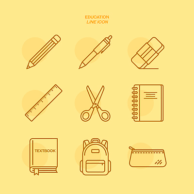 교육 일러스트 학용품 책가방 자 연필 펜 노란색 공책 교과서 지우개 필통 국내일러스트 AI파일 컬러 가방 문구용품 교재 필기구 파일형식 벡터