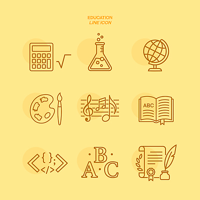 알파벳 교육 음악 과학 일러스트 책 연필 지구본 계산기 붓 코드 시험관 문서 국내일러스트 AI파일 영어 문화예술 문구용품 학용품 실험기구 필기구 장비 파일형식 벡터
