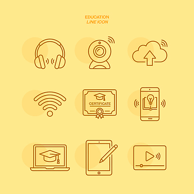 교육 일러스트 노트북 스마트폰 학습 태블릿 헤드폰 와이파이 비디오 온라인 클라우드서비스 업로드 웹캠 자격증 국내일러스트 AI파일 음향기기 전자제품 핸드폰 스마트기기 서비스 무선인터넷 증명서 파일형식 벡터