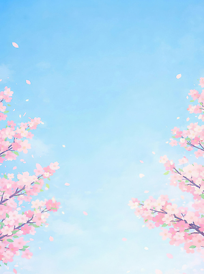 JPG 나무 꽃잎 꽃 일러스트 하늘 풍경 맑음 봄 벚꽃 흩날리기 국내일러스트 AI일러스트 AI콘텐츠 식물 계절 모션 날씨 파일형식