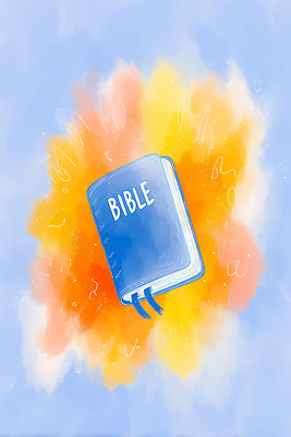 JPG 종교 일러스트 책 파란색 노란색 주황색 성경 국내일러스트 AI일러스트 AI콘텐츠 컬러 종교용품 파일형식