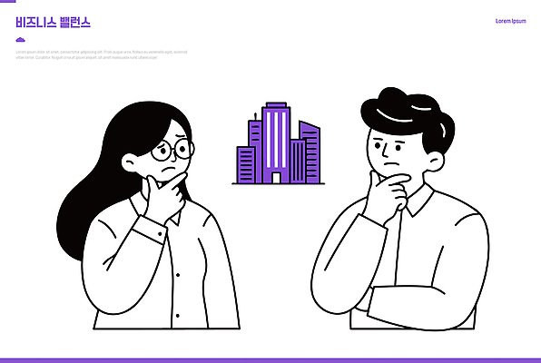 생각 일러스트 비즈니스 협력 직장 두명 사무실 고민 국내일러스트 AI파일 감정 회사 사람 파일형식 벡터