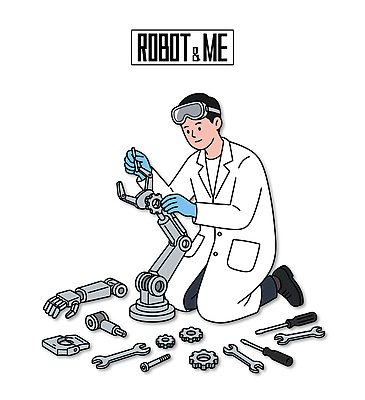 남자 일러스트 기술 한명 기계 도구 작업 실험실 부속품 로봇 과학자 조립 국내일러스트 AI파일 직업 1 과학 실험 사람 오브젝트 학자 파일형식 벡터