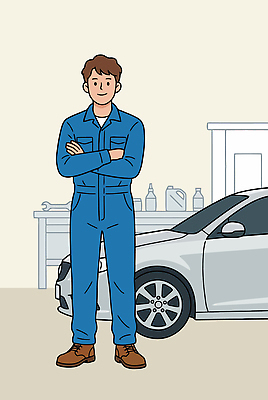 남자 일러스트 자동차 도구 작업 기술자 수리 전문직 정비공 작업대 정비소 국내일러스트 AI파일 직업 육상교통 사람 파일형식 벡터