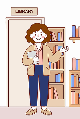 여자 교육 일러스트 책장 안내 책 학습 태블릿 독서 도서관 국내일러스트 AI파일 가구 사람 전자제품 스마트기기 파일형식 벡터