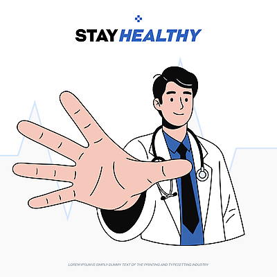 손 일러스트 의학 청진기 그래프 건강 사람 치료 건강관리 진료 의사 가운 예방 국내일러스트 AI파일 옷 의료기기 관리 신체부위 의료진 파일형식 벡터