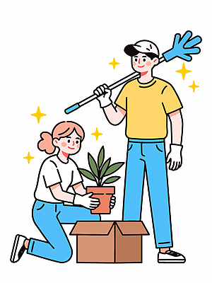 식물 손 화분 장갑 일러스트 모션 두명 상자 도구 청소 국내일러스트 AI파일 잡화 사람 신체부위 파일형식 벡터