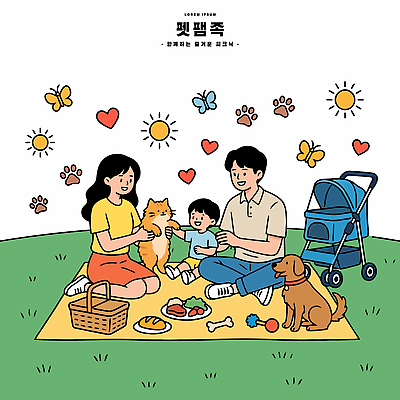 동물 공원 꽃 행복 음식 일러스트 가족 모션 놀이 잔디 반려동물 햇빛 소풍 고양이 아기 개 즐거움 펫팸족 국내일러스트 AI파일 식물 공공시설 감정 포유류 관계 사람 태양 야외활동 신조어 파일형식 벡터