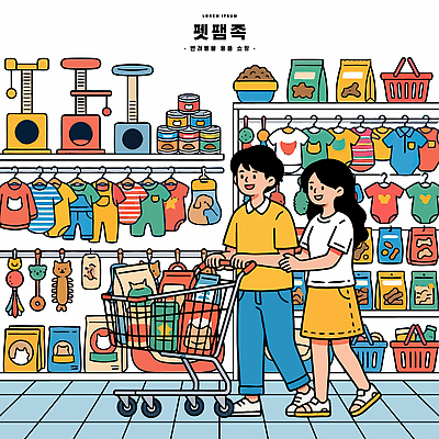 캐릭터 옷 여자 남자 일러스트 생활 반려동물 쇼핑 장난감 상점 쇼핑카 먹이 장바구니 오브젝트 캣타워 펫팸족 동물옷 국내일러스트 AI파일 동물 사람 바구니 카트 신조어 파일형식 벡터 반려용품