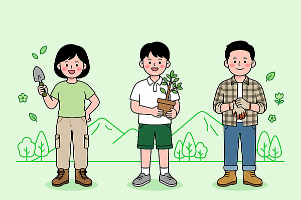 나무 식물 여자 남자 화분 장갑 일러스트 모션 자연 산 사람 흙 도구 삽 식목일 나무심기 국내일러스트 AI파일 잡화 기념일 생태계 심기 파일형식 벡터