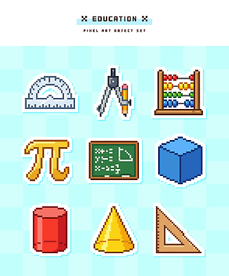 도형 기호 교육 일러스트 초등교육 학습 세트 주판 도구 수학 오브젝트 교구 컴파스 픽셀 국내일러스트 AI파일 문자 교과목 문구용품 계산기 파일형식 벡터