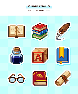 교육 안경 컬러 일러스트 열쇠 잉크 책 학습 필기구 펜 자료 블록 시험 졸업장 타일 문서 연습장 기념품 사전 창의성 픽셀 국내일러스트 AI파일 잡화 졸업 문구용품 공책 오브젝트 파일형식 벡터