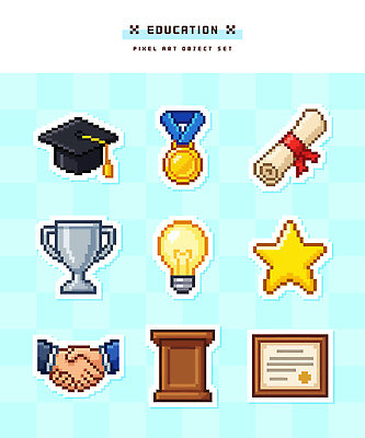 디자인 교육 별 상징 일러스트 전구 졸업 성공 협력 기념 그래픽 학습 도구 목표 결과 상패 트로피 메달 픽셀 국내일러스트 AI파일 자연요소 컨셉 상_우승 상_상패 파일형식 벡터