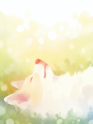 JPG 동물 여유 일러스트 자연 휴식 초원 초록색 빛 햇빛 귀여움 강아지 편안함 낮잠 국내일러스트 AI일러스트 AI콘텐츠 감정 컬러 컨셉 반려동물 태양 잠 감각 개 생태계 파일형식