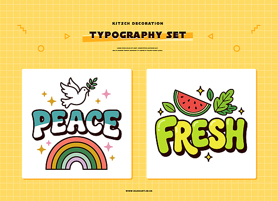 디자인 예술 컬러 무지개 잎 일러스트 수박 타이포그라피 그래픽 세트 노란색 평화 표현 신선 그림 비둘기 키치 국내일러스트 AI파일 자연요소 식물 문자 컨셉 과일 조류 파일형식 벡터