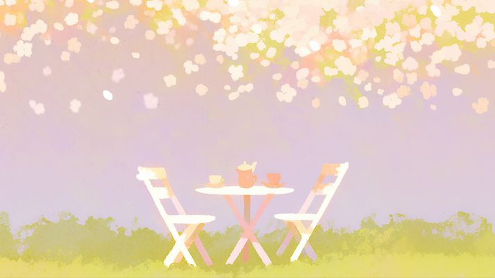 JPG 꽃 의자 일러스트 탁자 휴식 야외 컵 봄 오후 국내일러스트 AI일러스트 AI콘텐츠 식물 식기 계절 가구 컨셉 파일형식
