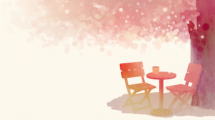 JPG 나무 디자인 공원 의자 일러스트 자연 탁자 풍경 야외 일상 컵 식사 봄 공간 벚꽃 분위기 구도 국내일러스트 AI일러스트 AI콘텐츠 식물 식기 계절 공공시설 꽃 가구 컨셉 라이프 생태계 파일형식