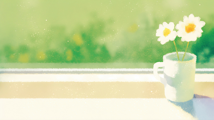 JPG 식물 꽃 여유 백그라운드 일러스트 자연 실내 장식 컵 초록색 햇빛 봄 흰색 창가 오브젝트 오후 국내일러스트 AI일러스트 AI콘텐츠 식기 계절 감정 컬러 창문 내부 태양 생태계 파일형식