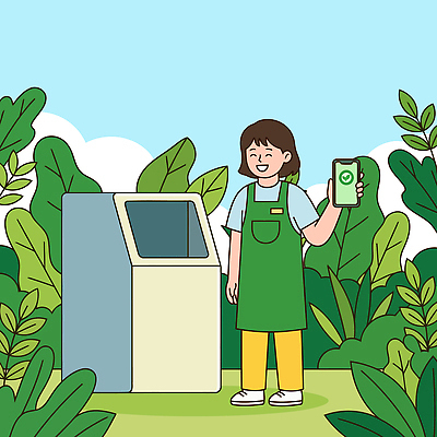 일러스트 모션 자연 하늘 사람 일상 스마트폰 자연보호 재활용 쓰레기통 지원 지원금 국내일러스트 AI파일 라이프 핸드폰 스마트기기 보호 친환경 생태계 파일형식 벡터